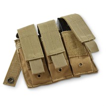 New Military Style Tactical Triple Pistol Mag Magazine Molle Pouch - Coyote Tan - £14.92 GBP