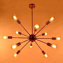 Mediados Siglo Moderno Sputnik Latón Candelabro Instalación 12 Brazo Techo Luces - $229.83