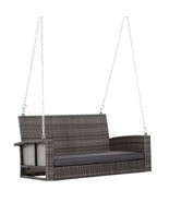 Outsunny 2-Person Wicker Hanging Porch Swing Bench with Cushions - $3,590.28 MXN