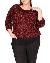 New Michael Kors Red Black Floral Cotton Pesant Top Blouse Size 2 X Women - $64.79