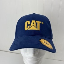 CATERPILLAR Diesel Blue 6 Panel Adjustable Hat Yellow Embroidered CAT Logo - £12.58 GBP