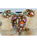 Vintage Kramer Iridescent Cabochon Molded AB Rhinestone Estate Brooch Ea... - $195.00