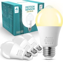 Motion Sensor Light Bulbs Dusk To Dawn 13W Equivalent 100W 1100Lm, 4 Pack - $32.96