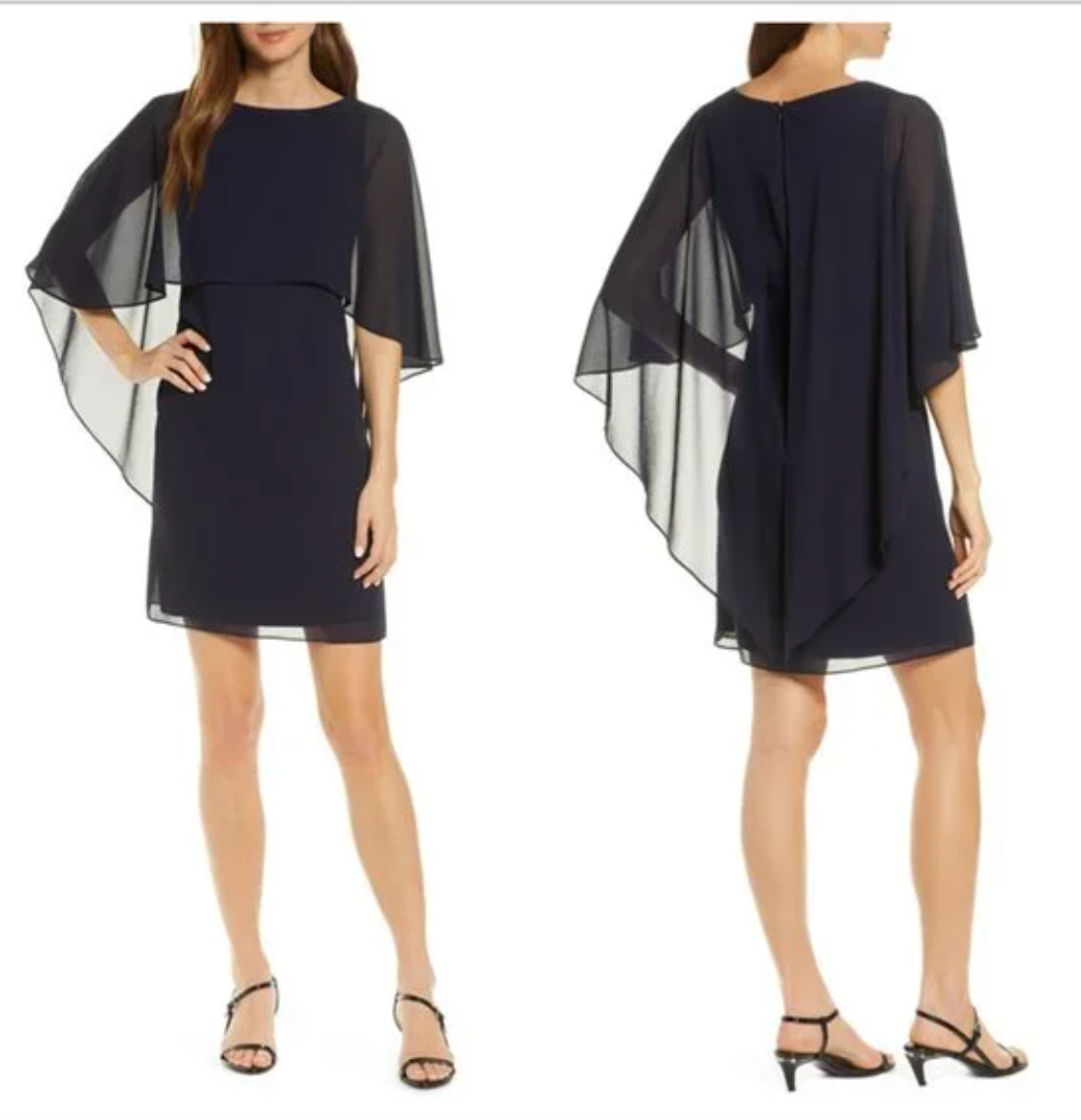 Primary image for VINCE CAMUTO Chiffon Cape Cocktail Dress