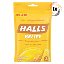 1x Bag HALLS Relief Honey Lemon Flavor Soothing Cough Drops | 30 Drops P... - £8.02 GBP