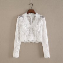 White V-Neck Lace Tops Bridal Custom Plus Size Floral Lace Top Blouse image 1