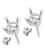4 Prong Push Back Basket Stud Earrings Castings 14K Solid White Gold Mou... - £80.72 GBP
