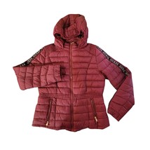 Guess Maroon/Red size large puffer full zip hooded jacket - $40.00