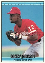 1992 Donruss Philadelphia Phillies Baseball Card #458 Ricky Jordan  - £1.35 GBP