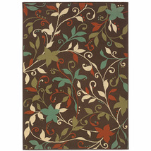 2&#39; X 4&#39; Brown Floral Stain Resistant Indoor Outdoor Area Rug - $1,096.51 MXN