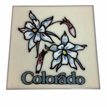 Colorado Blue Columbine Flower Floral 6&quot; Square Ceramic Trivet Tile Deco... - £18.03 GBP