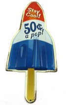 Vintage Style Stay Cool 50 Cents A Pop Metal Embossed Sign Ice Cream Soda Rocket - £19.53 GBP