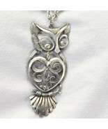 Torino Screech Horned Owl Necklace 24&quot; Pewter Heart  Silver Tone - €11,99 EUR