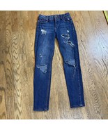 Blue Spice Jeans Women 5 Blue Mid Rise Skinny Ripped Stretch Denim 26x28 - $154.02 MXN