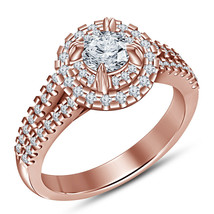1.30Ct Round Cut Diamond 14K Rose Gold Finish 925 Silver Engagement Wedd... - $1,102.13 MXN