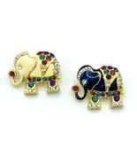 Vintage Enamel Rhinestone Jeweled Good Luck Elephant Brooch Pins - £16.59 GBP