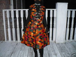 Rare multi checkerboard leather Vest &amp; Skirt set S-M - $989.99