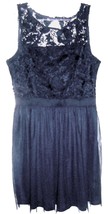 Lauren Conrad Midnight Blue Dress &quot;Snow Globe&quot; Lace Bodice Dress NWT$60 Sz M - £35.96 GBP