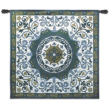 44x44 SUZANI INDIGO Geometric Blue Asian Tribal Ornate Tapestry Wall Hanging - £118.68 GBP