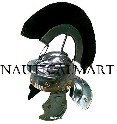 Primary image for NAUTICALMART Deluxe Roman Centurian Helmet Brass Trim & Black Crest W/Historical