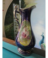 COBALT BLUE  FRAGONARD FRENCH PORCELAIN EWER 12 &quot; LADY IN THE FOREST - €123,27 EUR
