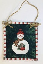 Christmas Ornament Door Knob Hanger  Quilted Snowman Candy Cane Fabric Trim - £5.48 GBP