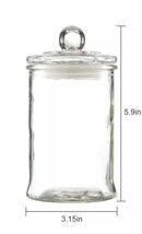 Clear Glass ~ Apothecary Jar w/Lid ~ 3.15&quot; Dia. x 5.9&quot; Tall ~ Storage Ca... - £17.73 GBP