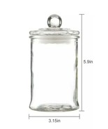 Clear Glass ~ Apothecary Jar w/Lid ~ 3.15&quot; Dia. x 5.9&quot; Tall ~ Storage Ca... - £16.78 GBP