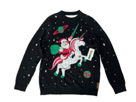 Tipsy Elves Unicorn Santa Christmas Holiday Sweater ( L ) - £29.93 GBP