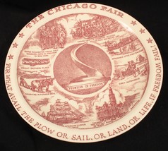 Vintage Pink Vernon Kilns USA Pottery Picture Chicago Fair Plate 10.5 - £14.93 GBP