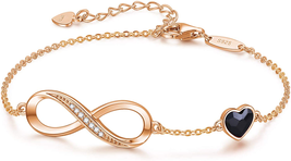 Infinity Heart Symbol Charm Link Bracelet for Women 925 Sterling Silver Stainles - £53.00 GBP