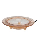 US Glass Rose &amp; Thorn Pink Depression Glass 3-Toed Footed 10 3/4&quot; Wide Bowl - $31.11 CAD