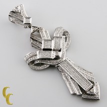 10.00 Carat Diamant Croix de Façon Invisible Ensemble 14k or Blanc Pendentif - £3,934.32 GBP