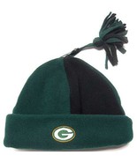 Green Bay Packers NFL Reebok Green Tassel Knit Hat Cap Fleece Winter Beanie - £10.26 GBP
