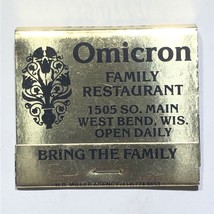 Omicron Family Restaurant West Bend Wisconsin Match Book Matchbox - £1.97 GBP