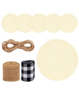 6X Unfinished Wooden Disks With Ribbon, Twine For Wood Burning, Engravin... - £36.65 GBP