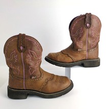 Justin Gypsy Women&#39;s 7-1/2 Leather Western Boots L9903 Pink Embroidered ... - $40.00