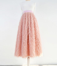 BLUSH PINK Pleated Skirt Outfit Plus Size Polyester Midi Wedding Guest Skirt image 4