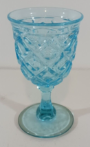 Viking Diamond And Thumbprint Ice Blue Wine Glass Mcm - $21.84