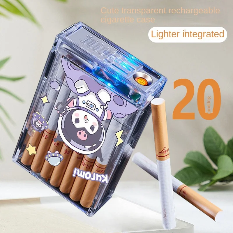 Hello Kitty Kuromi Sanrios 20Pcs Rechargeable Cigarette Case Ordinary Cigarette - £21.07 GBP