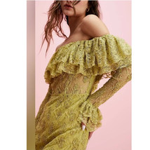 New Free People Retrofete Castella Dress $695 Large - Us 8/10 Green Beaded Lace - £226.00 GBP