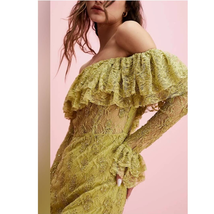 New FREE PEOPLE Retrofete Castella Dress $695 LARGE - US 8/10 Green BEAD... - £226.54 GBP