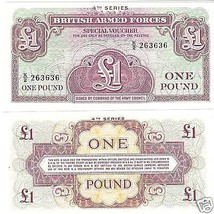 BRITISH ARM FORCES 1 POUND NOTE 4TH SERIES UNC~FR/SHIP - £2.57 GBP