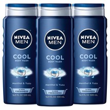 Nivea Men Cool Body Wash with Icy Menthol, 3 Pack of 16.9 Fl Oz Bottles - £31.16 GBP