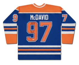 Connor McDavid Autographed &amp; Inscr &quot;First Goal 10/13/15&quot; Oilers Jersey UDA LE 97 - £1,967.49 GBP