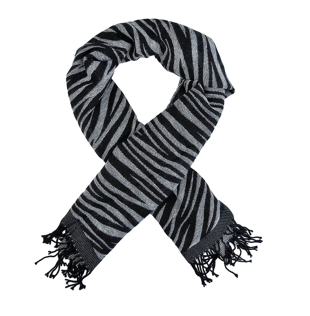 Primary image for Zeckos Black White Zebra Stripe Scarf Shawl Fringed