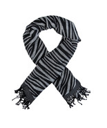 Zeckos Black White Zebra Stripe Scarf Shawl Fringed - £11.22 GBP