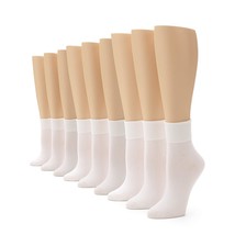No nonsense womens Cotton Basic Cuff Socks, White - 9 Pair Pack, 4 10 US - £29.53 GBP