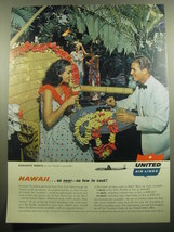 1957 United Air Lines Ad - Romantic Nights in the Pacific&#39;s Paradise Hawaii  - £13.82 GBP