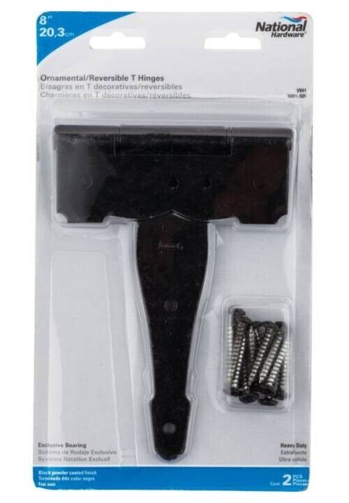 National Hardware N881-920 8&#39;&#39; L Black Ornamental/Reversible T-Hinge, 2-PK - $16.83